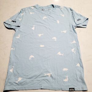 Jaws x ROOK All Over Shark Print T Shirt Men's Size L Graphic Tee EUC
